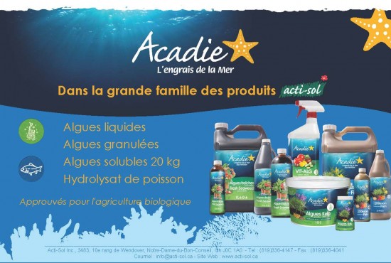 La gamme Acadie, engrais riches en nutriments de la mer et en oligo-éléments